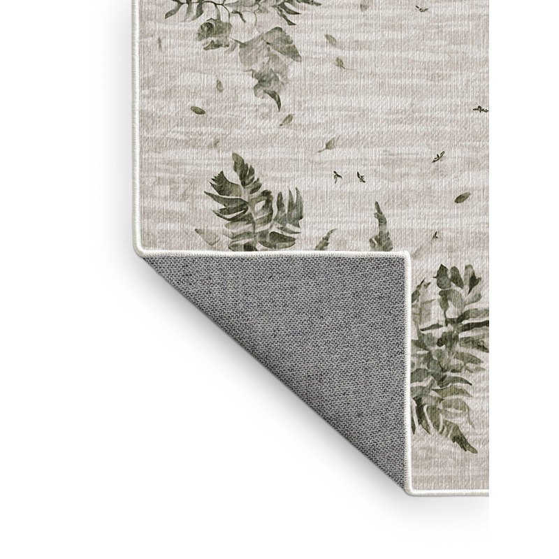 Machine Washable Beige Area Rug, Square 4'