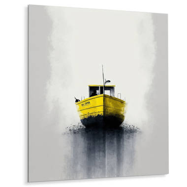 Gold Modern Fishing Boat I - Unframed Print On Metal Breakwater Bay Size: 32 H x 16 W x 1 D