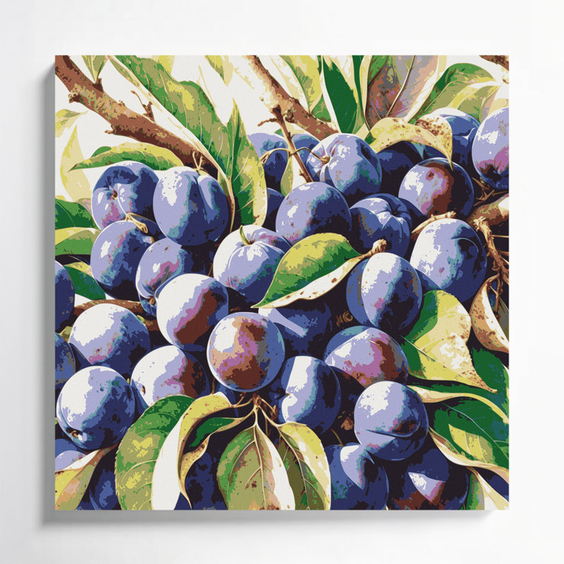 Fruit Beach Plum Gray Canvas Wall Art