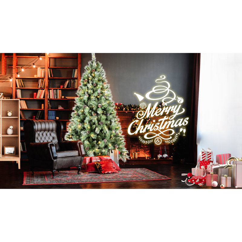 Arbre de Noël de 90 po de haut avec 450 lumières à DEL blanc chaud, 1588 pointes d'aiguille dure, 92 branches de pin et charnières pour tracas - Installation et mise en forme du support de support en métal