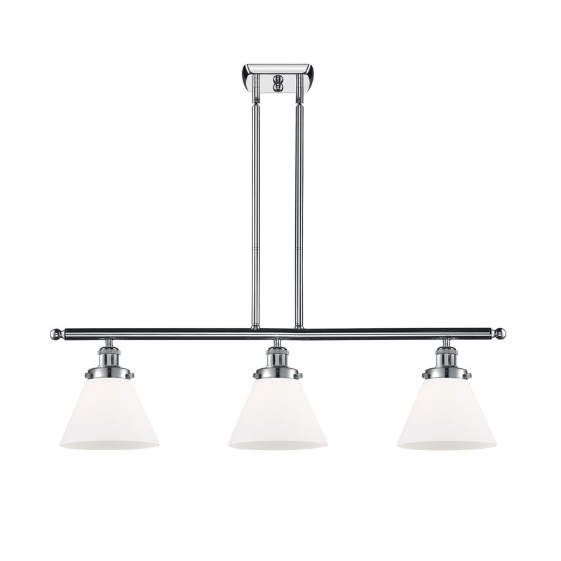 Gwinnett 3 - Light Kitchen Island Pendant, Matte White, LED, Polished Chrome