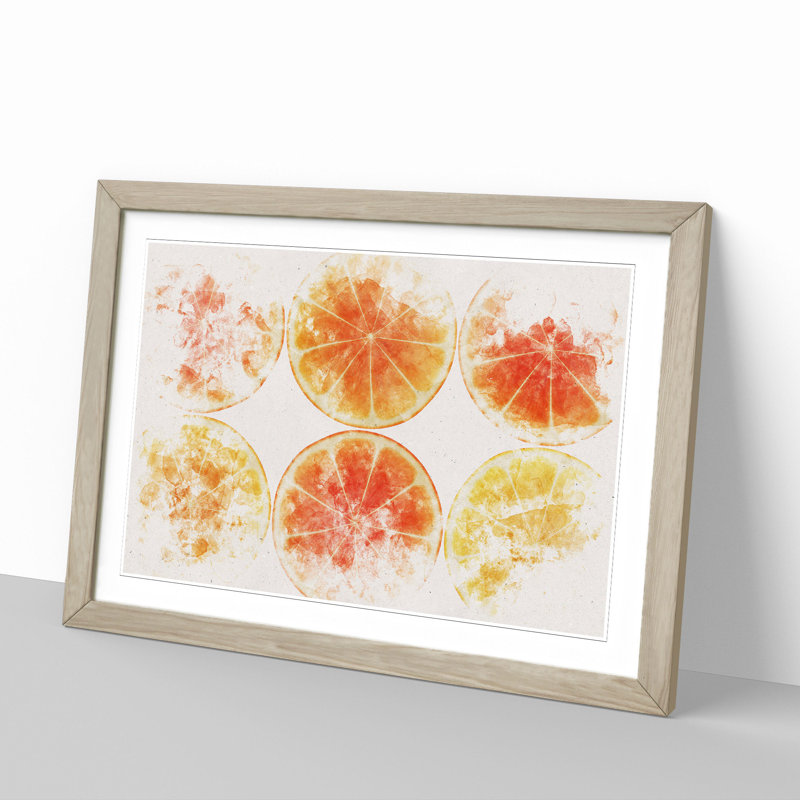 Orange Fruit Slices - Picture Frame Painting, 36cm H x 48cm W x 2cm D, Oak Framed
