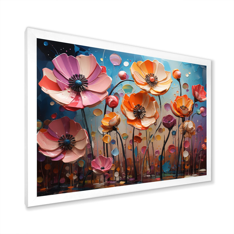 Pink Dandelion Meadow Melody II - Floral Canvas Wall Art, H 12 po x l 20 po x P 1 po, Cadre simple blanc