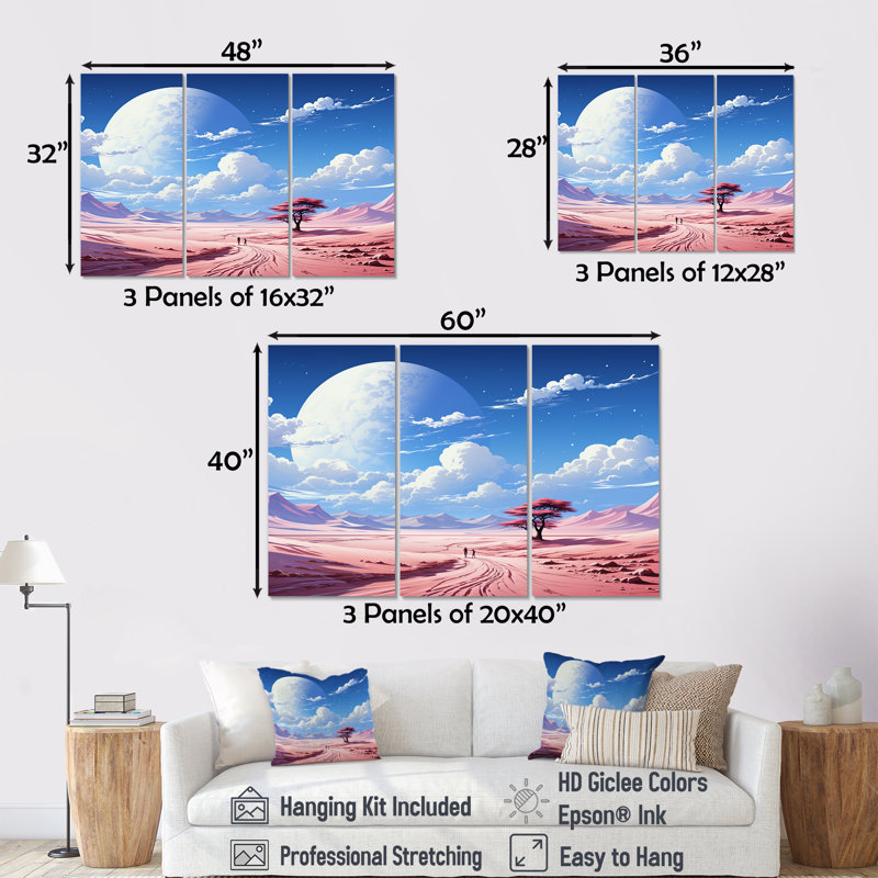 «Desert Twilight Traverse In Space III», art mural paysages spatiaux, Toile tendue, H 28 po x l 36 po x P 1 po