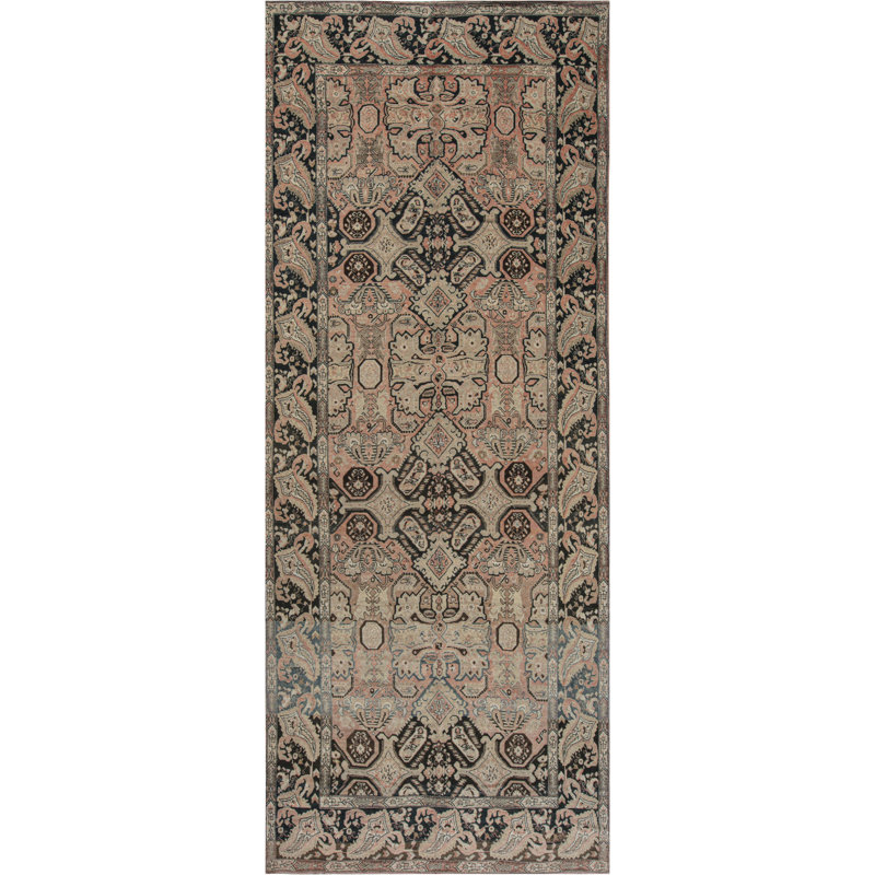 Tapis antique en laine fait à la main style antique audacieux années 1900 7 pi 1 po x 18 pi 5 po
