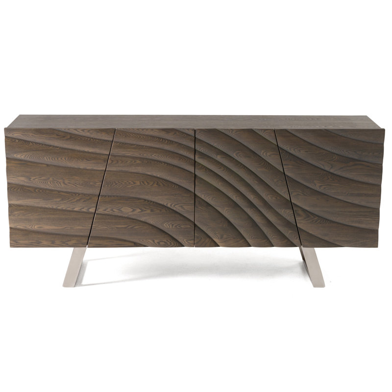 Buffet Cid Finn, 4 portes, gris, argent 71 pouces