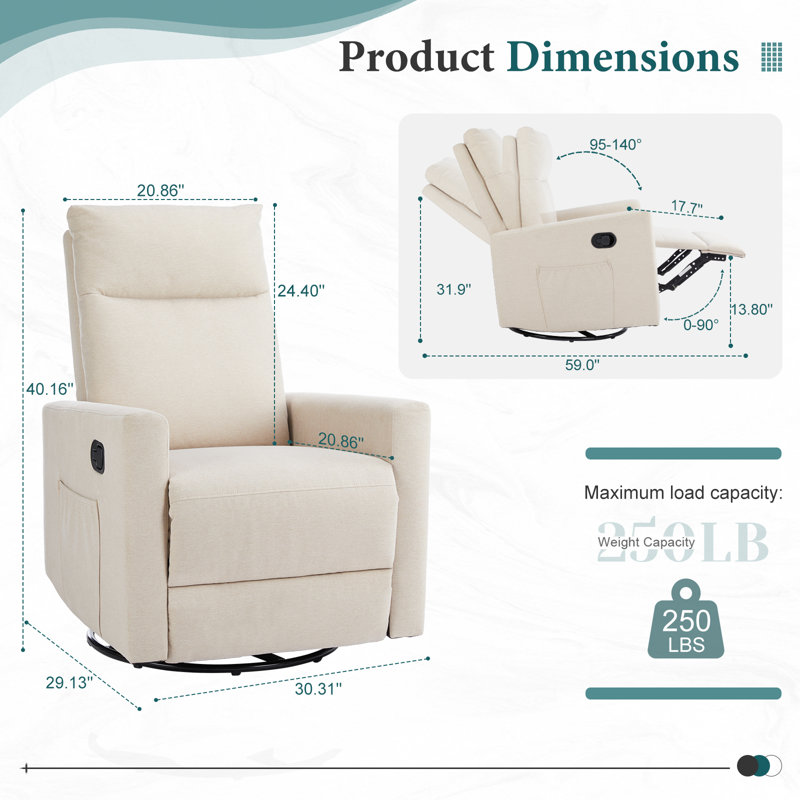 Ensemble de fauteuils inclinables et berçants 2 pièces, Beige