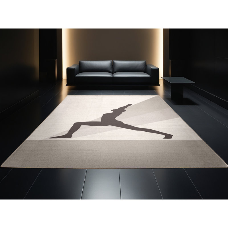 Tapis beige lavable à la machine Marvale Yoga Warrior, 3 X 5