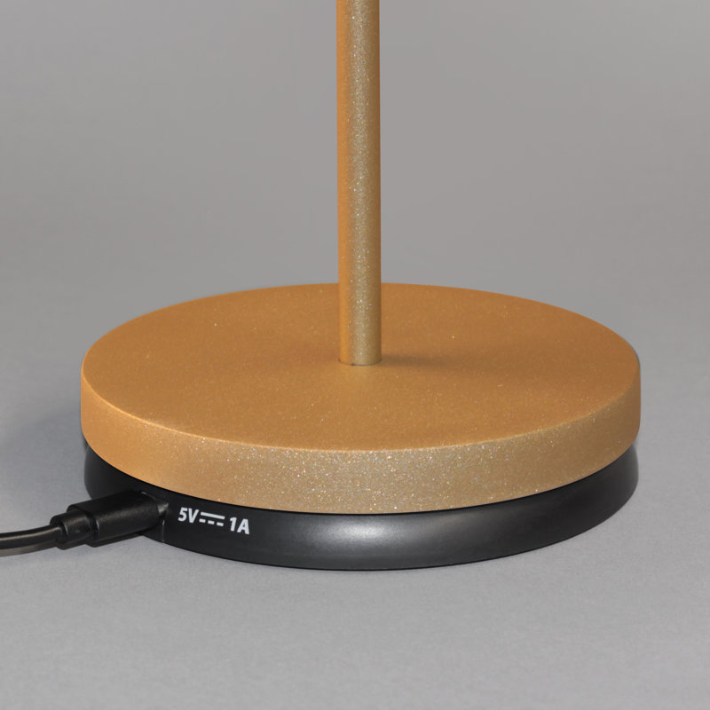 Adaidh Metal USB Battery -operated Table Lamp Lamp, Gold/Grey