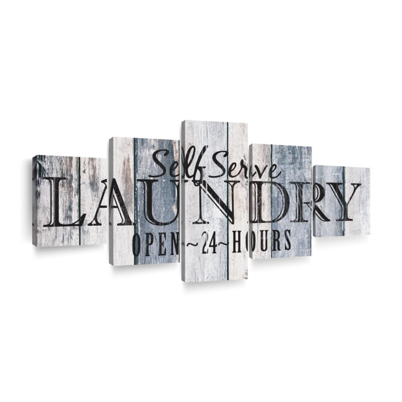 «24 Hours Laundry», reproduction sur toile, H 24 po x l 55 po x P 1,25 po