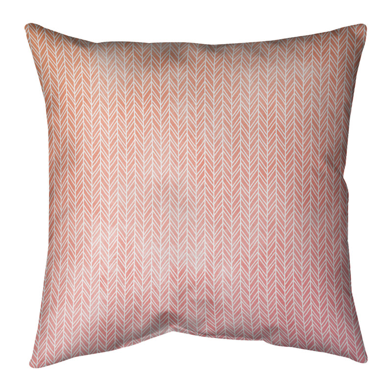 Coussin décoratif intérieur / extérieur Katelyn Elizabeth Herringbone, 18 po x 18 po, Rose