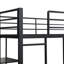 Structure de lit mezzanine en métal avec bande lumineuse à DEL, tablettes de rangement latérales et bureau intégré, lit superposé en métal de taille double / double