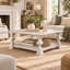 Table basse carrée en bois massif de 41,5 pouces avec pieds de style balustre