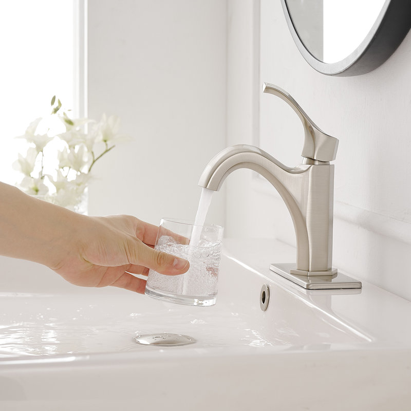 Single-Hole Single-handle Bathroom Faucet with Drain Assembly, Brushed Nickel