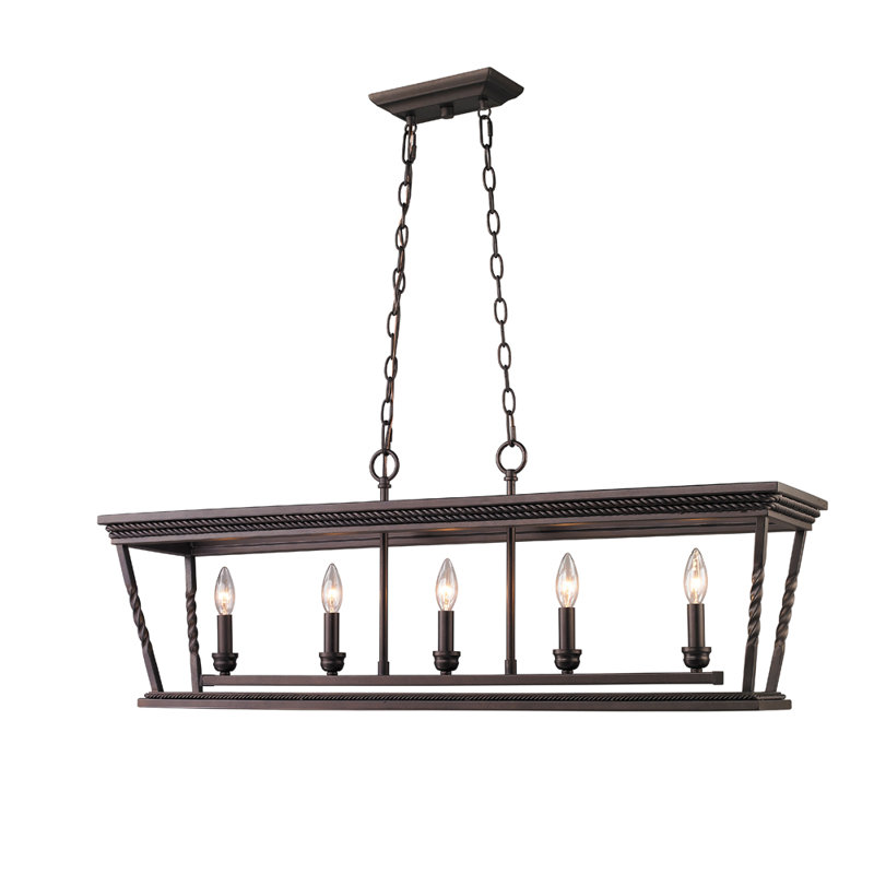 Luminaire suspendu linéaire à 5 lumières pour îlot de cuisine Jocell