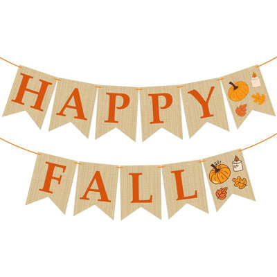 Fall Decorations For Home - Happy Autumn Pumpkin Banner For Indoor Outdoor | Maple Leaves Garland Backdrop For Outside - Hanging Party Favors Supplies For Birthday | Fall Decor