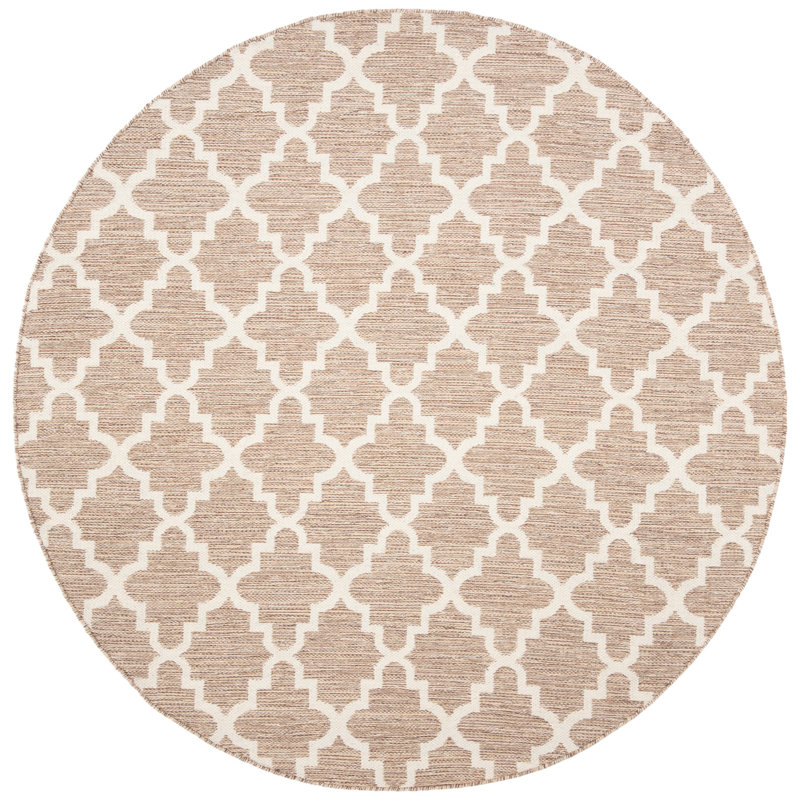 Melchor Hand Woven Cotton Geometric Rug, Round 6'