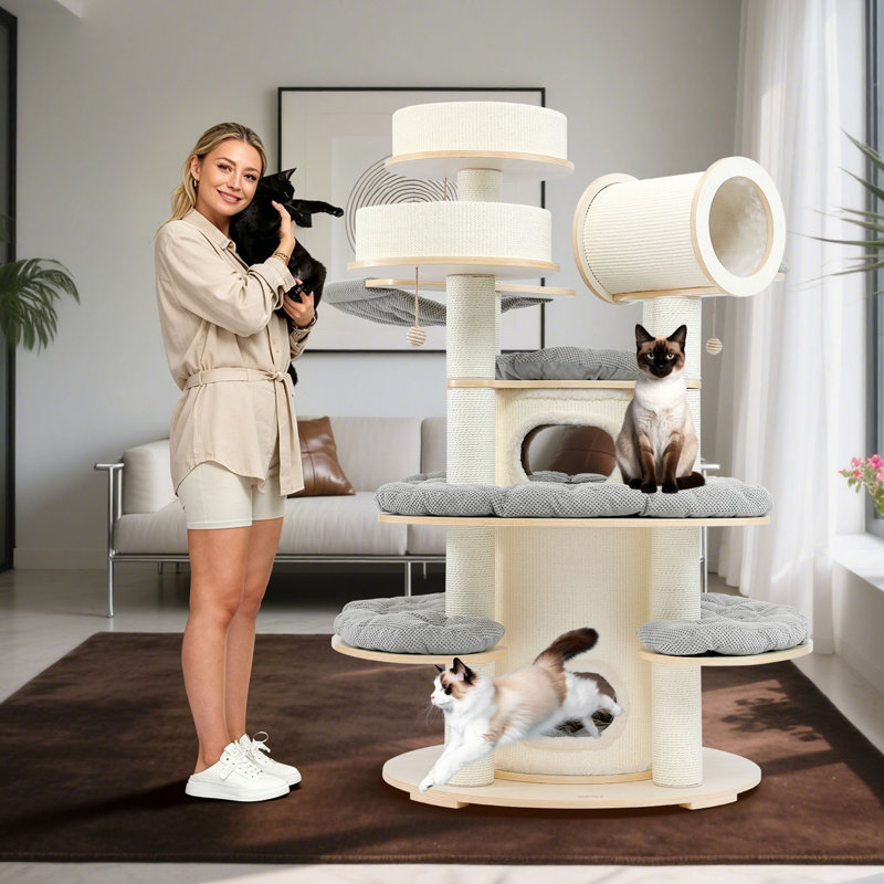 66"Poplar Wood Large Cat Tower
