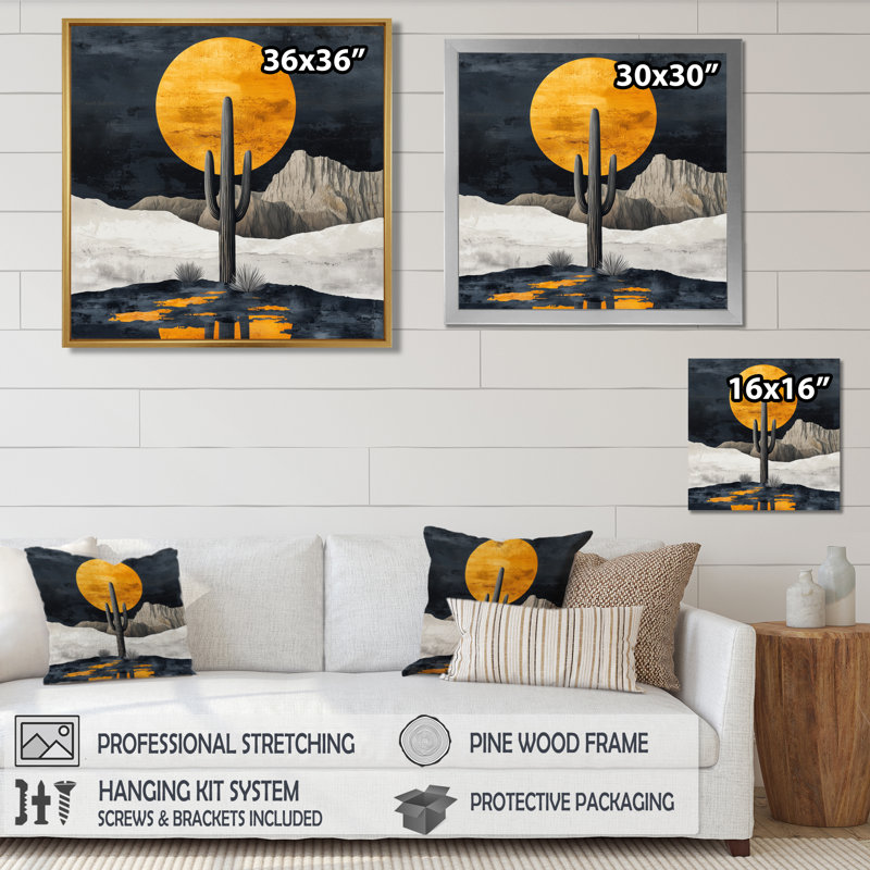 Cactus de Mariana, formes abstraites, forme pure II - Cactus, art mural, H 36 po x l 36 po, Impression encadrée flottante