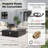 40'' Square Propane Fire Pit Table with Lid, Hidden Tank Side Table, Wind Guard & Cover, 50,000 BTU-711362850
