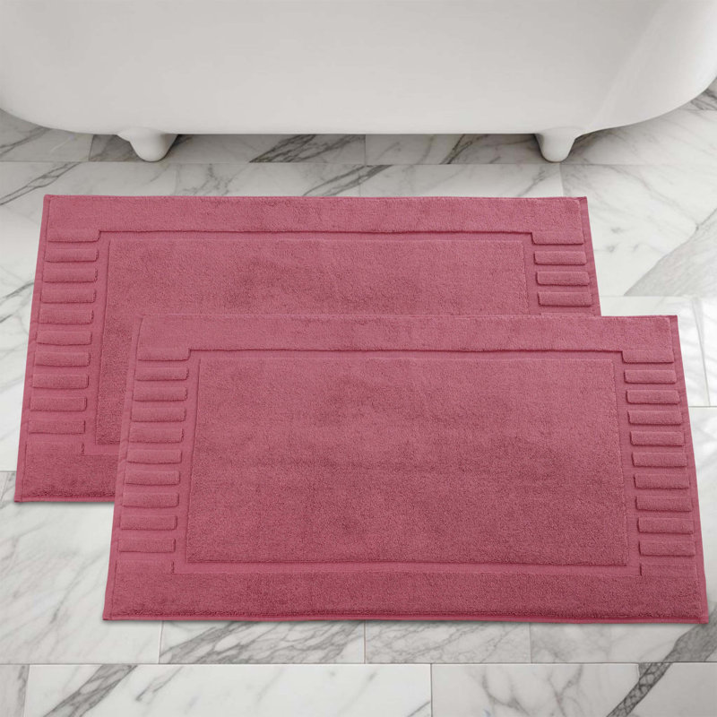 Pardue Cotton Geometric-Striped Reversible 2 Piece Bath Mat Set, Rosewood, Geometric