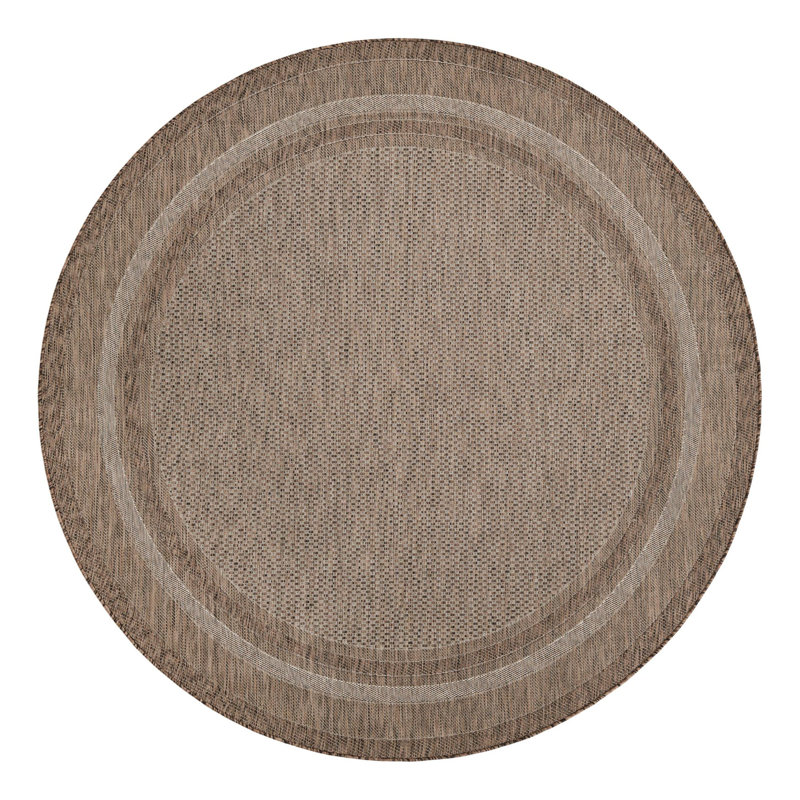 Rengin Brown/Sand Indoor / Outdoor Area Rug, Round 7'10"