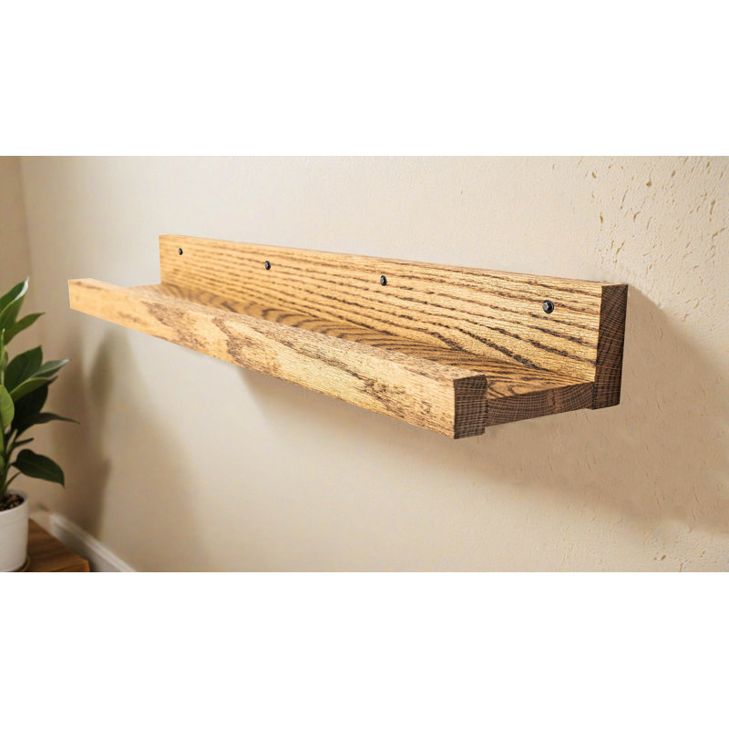 Rayne Small Solid Oak 3 Piece Lipped Shelves, 4.75" H x 58" W x 4" D