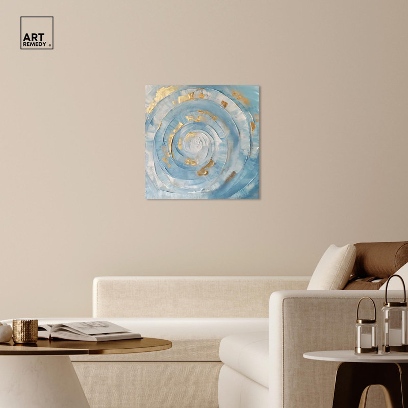 Golden Flux Blue and Gold Abstract Canvas Art, 30" x 30"
