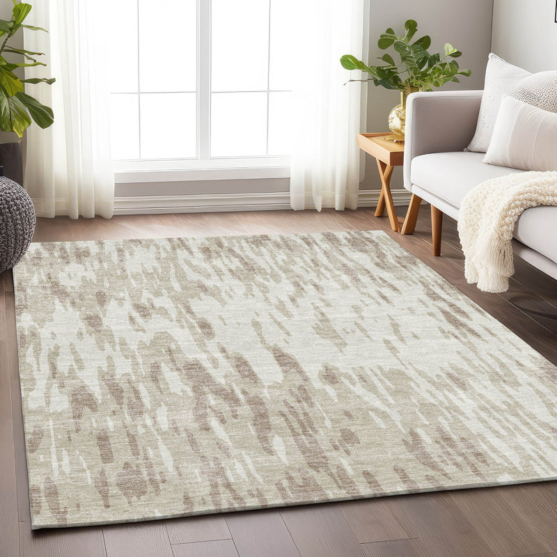 Tapis ivoire Prisco lavable à la machine de qualité supérieure, Rectangulaire 3 pi x 5 pi