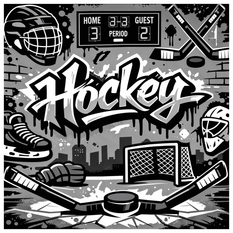 Équipement de hockey Rideaux de fenêtre, voilages et voilages occultants Graffiti - 1 panneau, 50" x 80" - 1 Panel