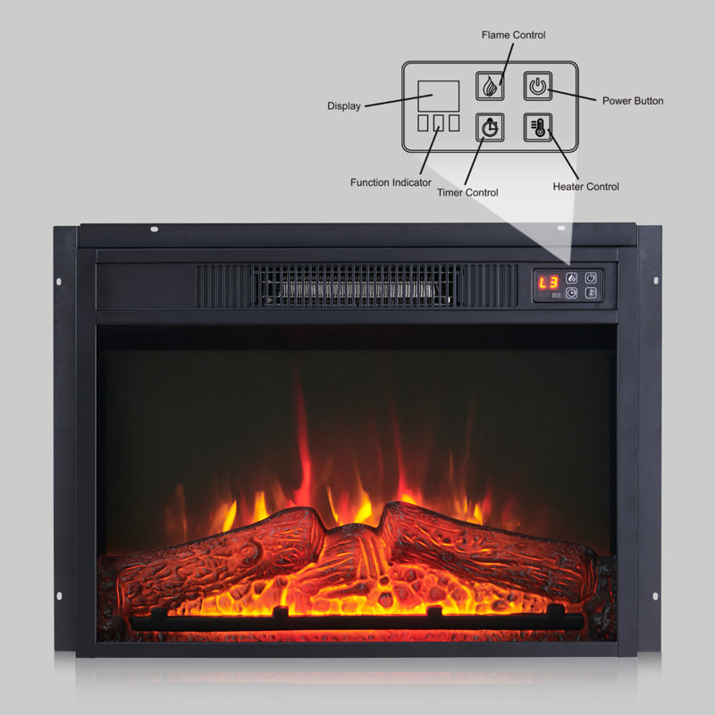 30" Electric Fireplace Insert, Fireplace Heater with Remote, 3 Flame Control, Heater Control, Low Noise, 6 Hour Timer, Overheating Protection, 1400W, Touch Screen