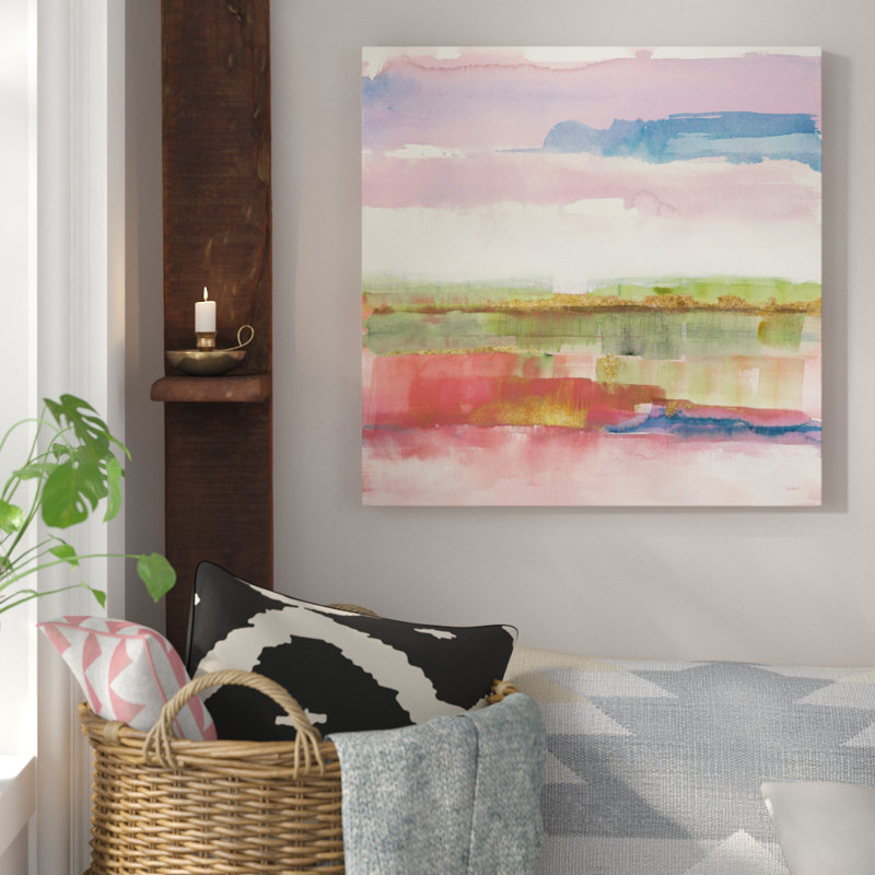 «Influence of Line and Color Gold Bright», reproduction de peinture acrylique sur toile tendue, H 35 po x l 35 po
