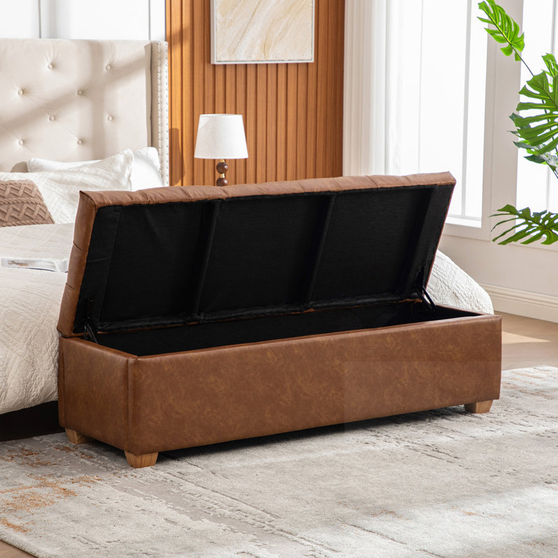 Banc de rangement capitonné avec plateau rabattable