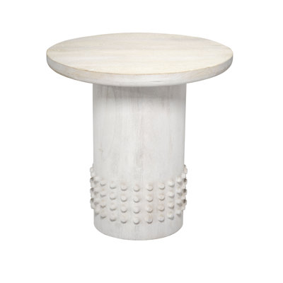 Table d'appoint cloutée en bois lavé, blanc