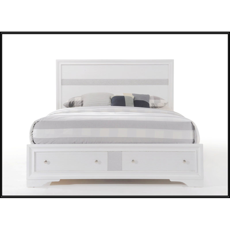 Grand lit avec rangement blanc