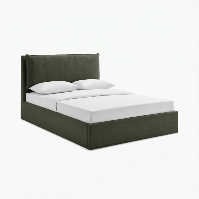 Roselane Upholstered Ottoman Storage Bed, Green Fabric, King