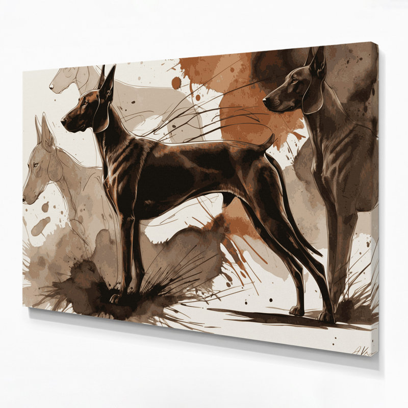 «Dogs Ibizan Hound», art mural sur toile beige, H 24 po x l 36 po