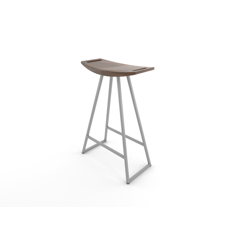 Robert Counter Stool with Metal Frame, Walnut, Counter Stool (24" Seat Height), Gray