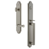 Arc Handleset with Single Cylinder Deadbolt and Georgetown Door Lever and Rosette
