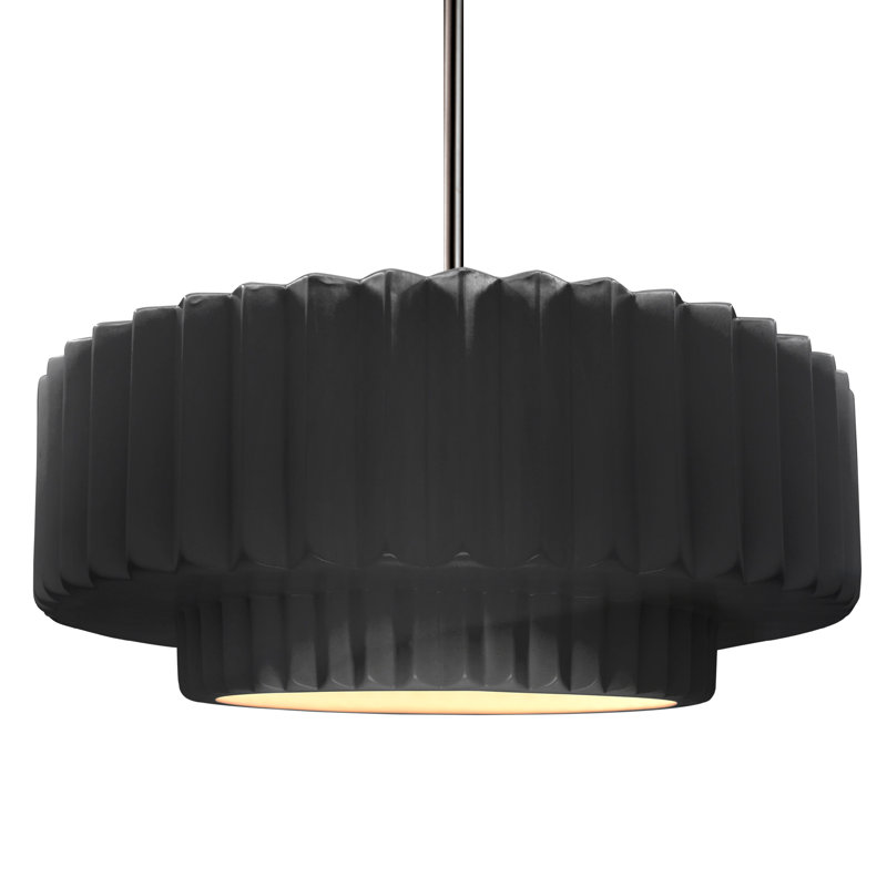 Luminaire suspendu 1 lumière Meydan, H 6 po x l 16,25 po x P 16,25 po, Noir lustré, Nickel brossé