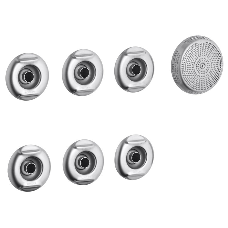 Flexjet Whirlpool Trim Kit with Six Jets, Brushed Chrome