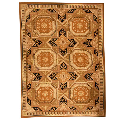 Tapis brun / noir de haute qualité noué à la main de conception unique