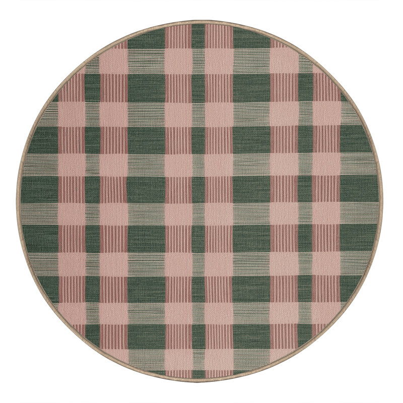 Tapis rose lavable à la machine, Rond 7 pi
