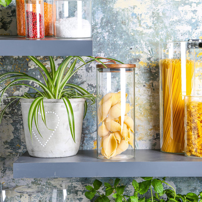 Argon Tableware - Glass Storage Jar with Wooden Lid - Leather Loop