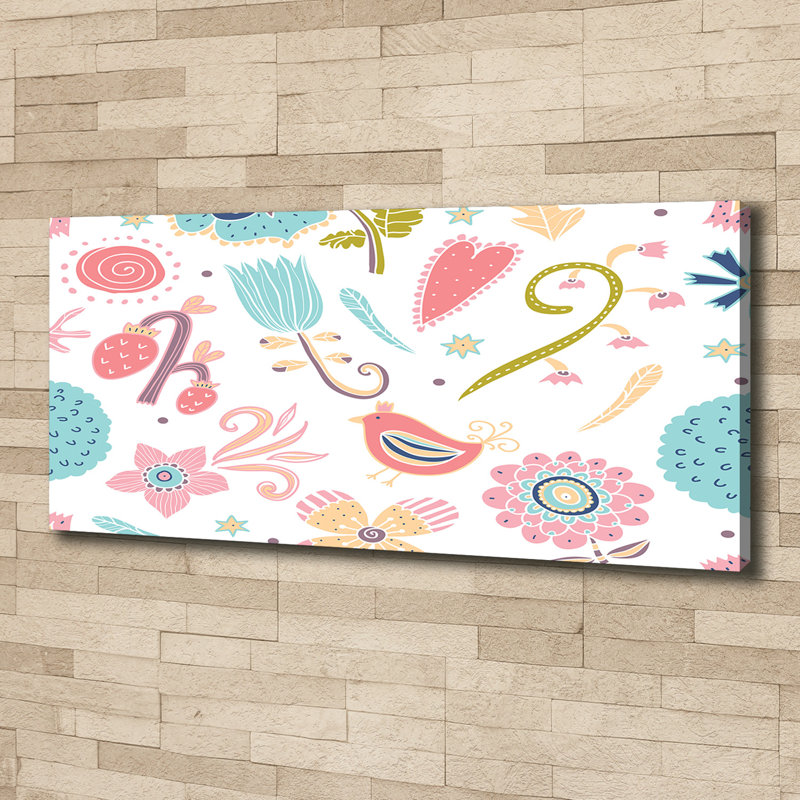 Flowers And Birds - No Frame Print on Canvas