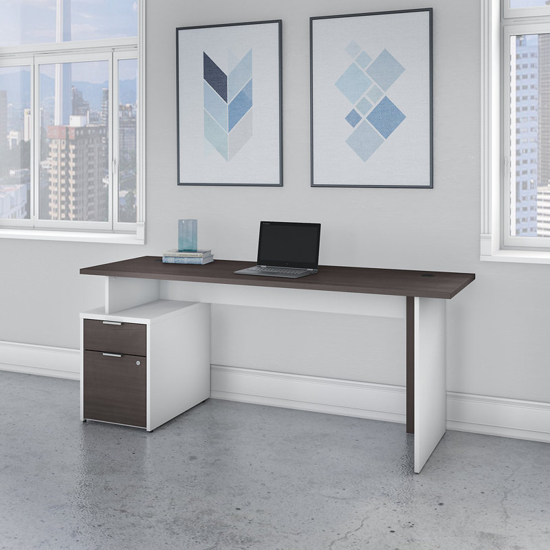 Bureau Jamestown, H 29,65 po x l 71,02 po x P 23,66 po, Blanc / Gris orage