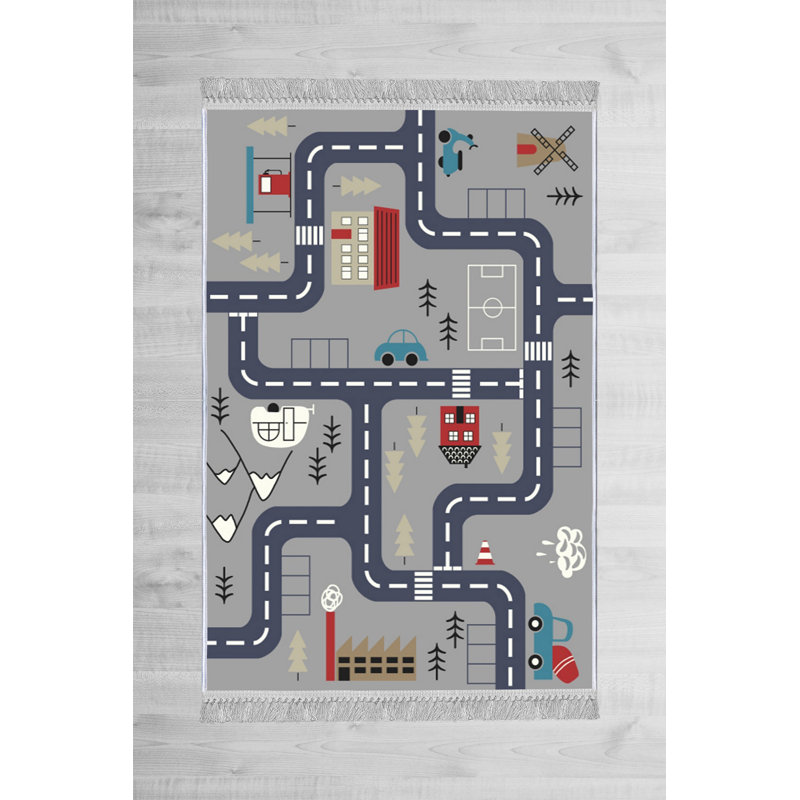 Wingert Grey/Blue/Red Rug, Rectangle 180 x 280cm