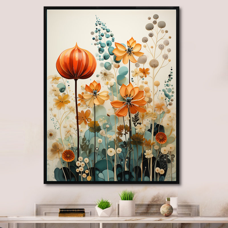 «Xaveria Colorful Mid Century Midcentury Botanicals I», reproduction d'art sur toile, H 40 po x l 30 po x P 1,5 po