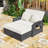 Outdoor 2-Person Recliner Chaise Lounge with Adjustable Backs, Cushions and Weatherproof Cover-2084687915-2084687917