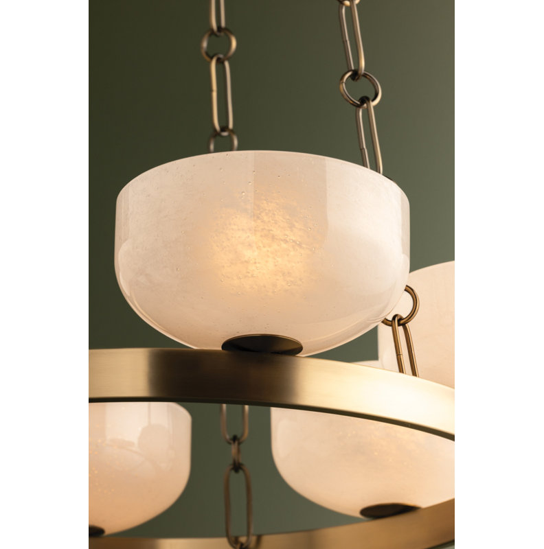 Troy Lighting Caelum Chandelier in Patina Brass, 6 Lights, 6" H x 32.25" W x 32.25" D
